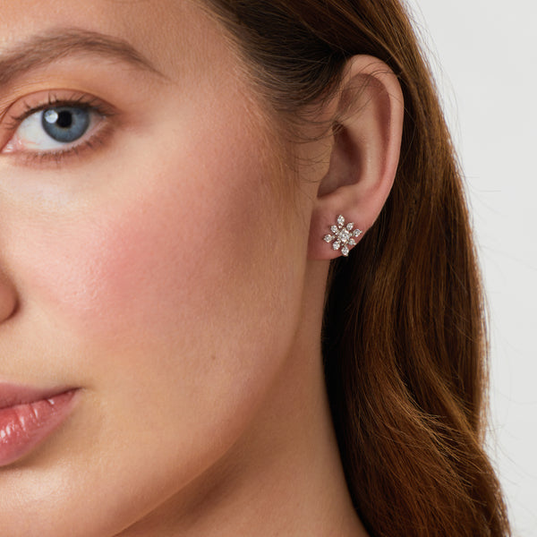 Sterling Silver Spiky Snowflake Earrings With Cubic Zirconia StonesEarrings - JOOLS By Jenny Brown