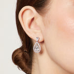 Load image into Gallery viewer, Sterling Silver Halo Tear Drop Stud Earrings
