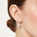 Load image into Gallery viewer, Sterling Silver Teardrop Drop Cubic Zirconia Earring With Pave Surround And Bale JOOLS by Jenny Brown
