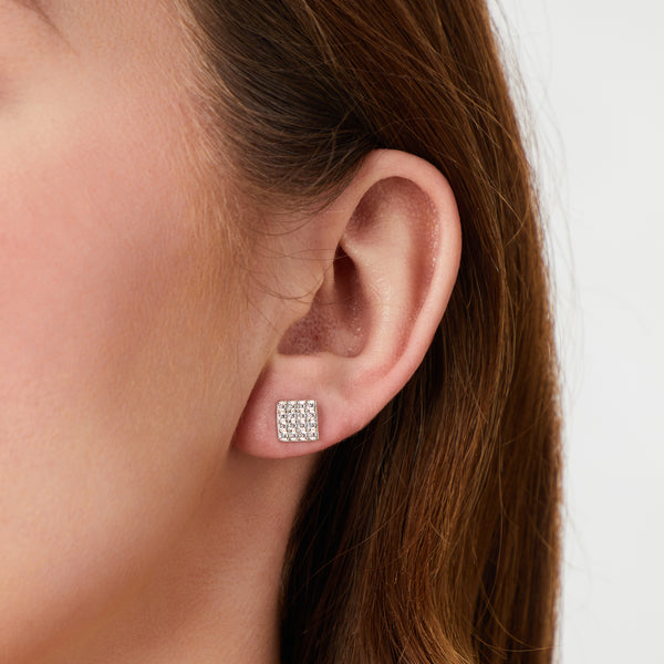 Sterling Silver Square Cubic Zirconia Earrings