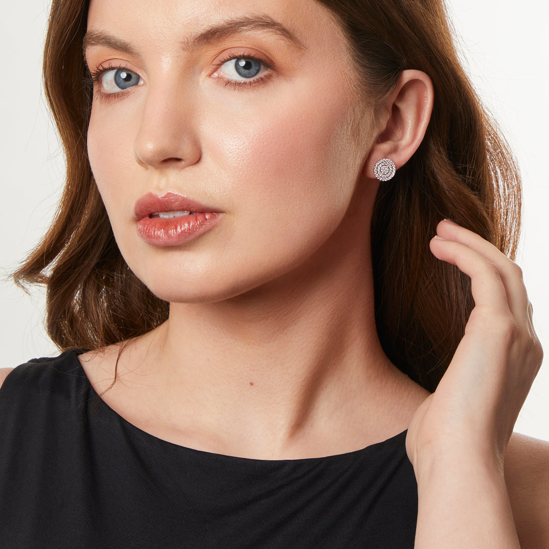 Sterling Silver Pave Concentric Circle Stud Earrings JOOLS by 