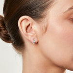 Load image into Gallery viewer, Sterling Silver Offset Solitaire Drop Cubic Zirconia Earrings
