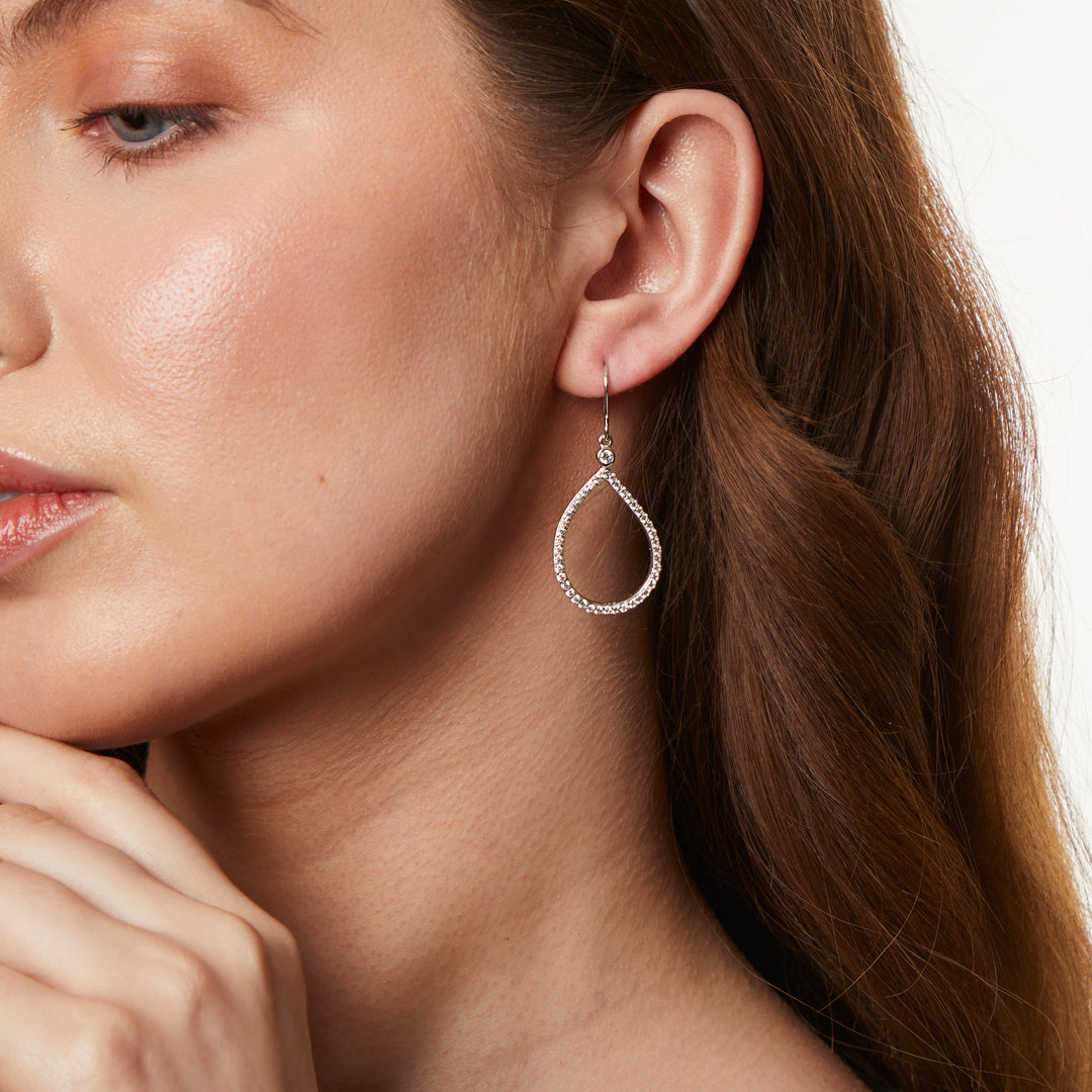 Sterling Silver Large Fishhook Teardrop Earrings-JOOLS by Jenny Brown