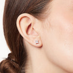 Load image into Gallery viewer, Sterling Silver Stud Earring With Princess Cut Cubic Zirconia In 4 Claw Setting JOOLS by Jenny Brown
