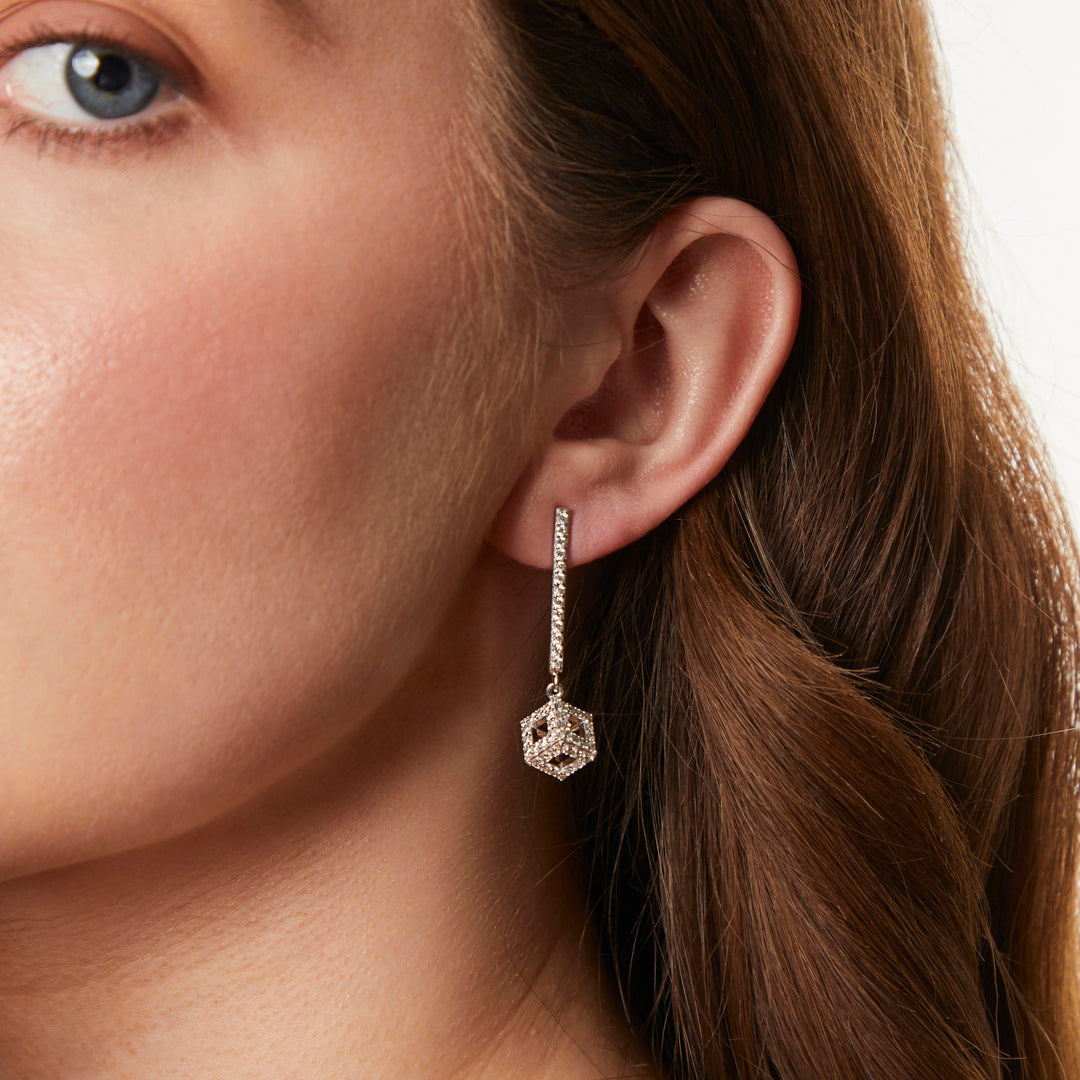 Sterling Silver Drop With Cubic Zirconia Encrusted Cubes JOOLS by Jenny Brown