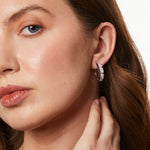 Load image into Gallery viewer, Sterling Silver 3/4 Hoop Earrings With White &amp; Black Cubic Zirconias JOOLS by Jenny Brown
