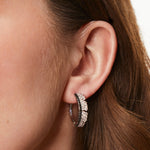 Load image into Gallery viewer, Sterling Silver 3/4 Hoop Earrings With White &amp; Black Cubic Zirconias JOOLS by Jenny Brown
