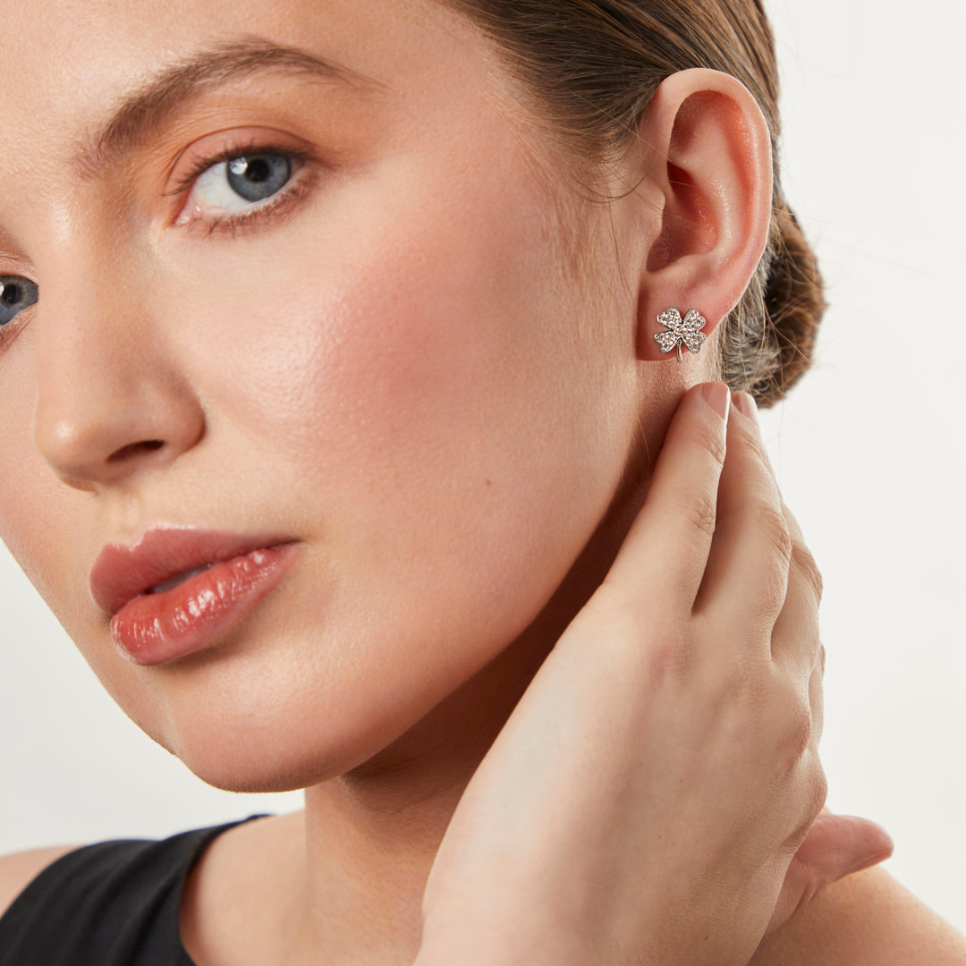 Sterling Silver Leaf Clover Earrings - JOOLS By Jenny Brown