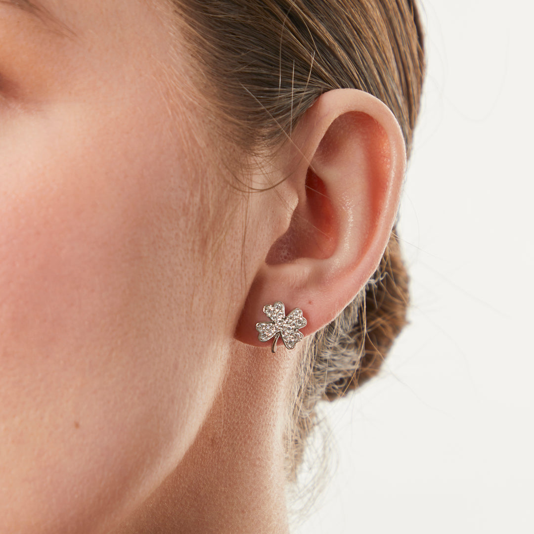 Sterling Silver Leaf Clover Earrings - JOOLS By Jenny Brown