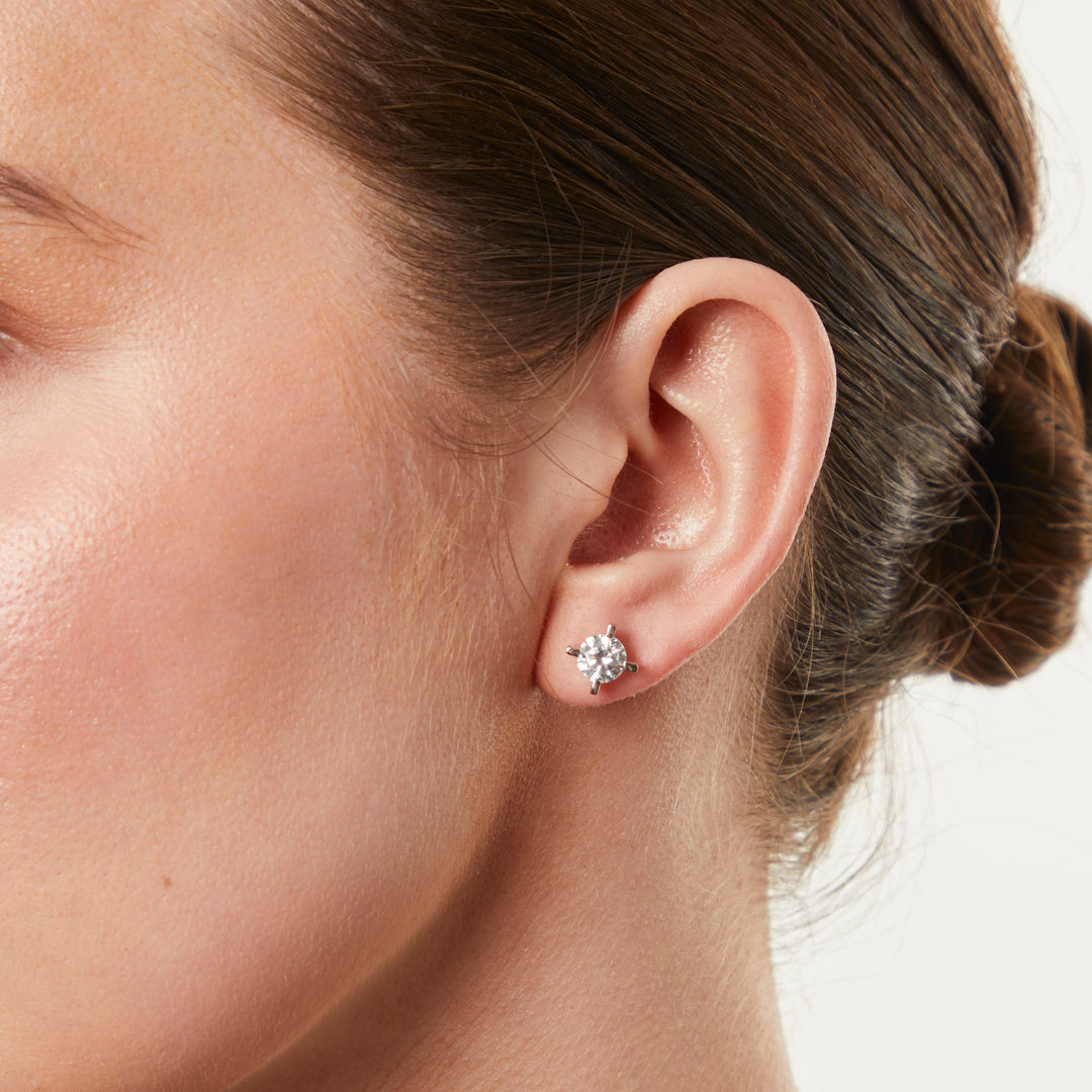 Sterling Silver Large Four Claw Set Cubic Zirconia Stud Earring JOOLS by Jenny Brown