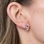 Load image into Gallery viewer, Sterling Silver Teardrop Stud Earring With 5 Pave Cubic Zirconias JOOLS by Jenny Brown
