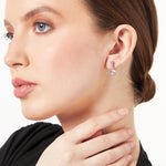 Load image into Gallery viewer, Sterling Silver Solitaire Drop Earring With Three Descending Sized Cubic Zirconia Bale JOOLS by Jenny Brown
