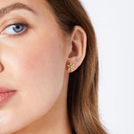 Load image into Gallery viewer, Yellow Gold Snowflake Stud Earrings Set With Cubic Zirconia-JOOLS by Jenny Brown
