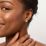 Load image into Gallery viewer, Sterling Silver Woven Stud Earrings With Cubic Zirconia
