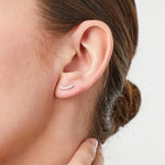 Load image into Gallery viewer, Sterling Silver Curved Stud Earring With Pave Set Cubic Zirconia JOOLS by Jenny Brown

