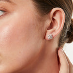 Load image into Gallery viewer, Sterling Silver Cushion Cut  Three Quarter Carat Halo  Earrings-JOOLS by Jenny Brown
