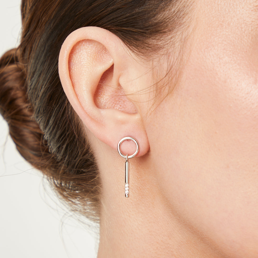 Sterling Silver Circle Bar  Drop  Earrings-JOOLS by Jenny Brown