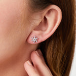 Load image into Gallery viewer, Sterling Silver Snowflake Stud Earrings Set with With A  Cubic Zirconia Centre and Surround - JOOLS By Jenny Brown
