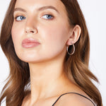 Load image into Gallery viewer, Sterling Silver Medium Hoop Earrings With Round Rubover Cubic Zirconia-JOOLS by Jenny Brwon
