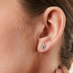 Load image into Gallery viewer, SSterling Silver Small Round Halo Stud Earrings JOOLS by Jenny Brown
