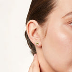 Load image into Gallery viewer, Yellow Gold Solid Heart Halo Stud Earrings
