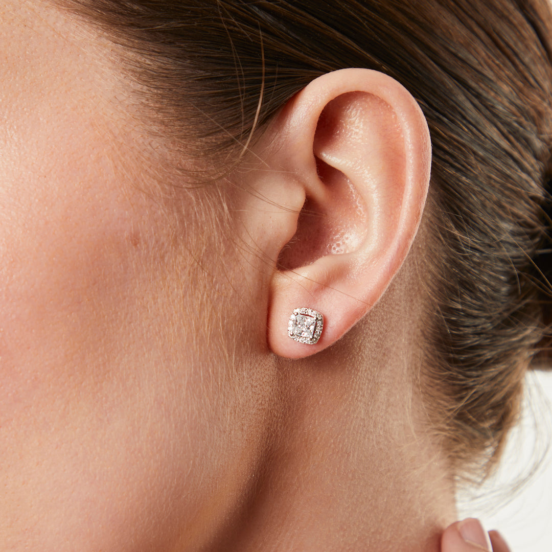 Sterling Silver Halo 4mm Stud Earrings JOOLS by Jenny Brown