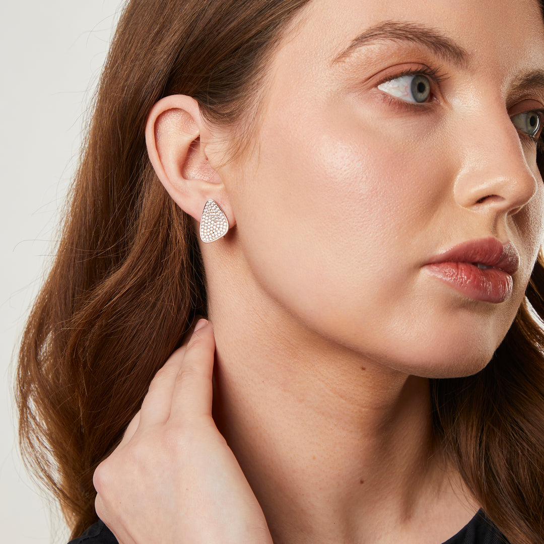 Sterling Silver Soft  Triangle Pave Earrings  JOOLS by Jenny Brown