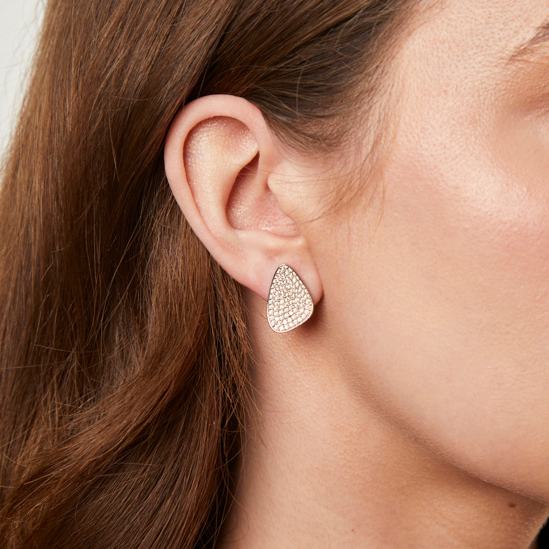 Sterling Silver Soft  Triangle Pave Earrings  JOOLS by Jenny Brown