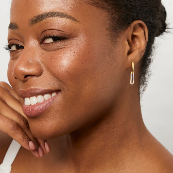 Yellow Gold Paperlink Drop Earrings