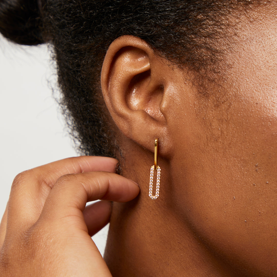 Yellow Gold Paperlink Drop Earrings