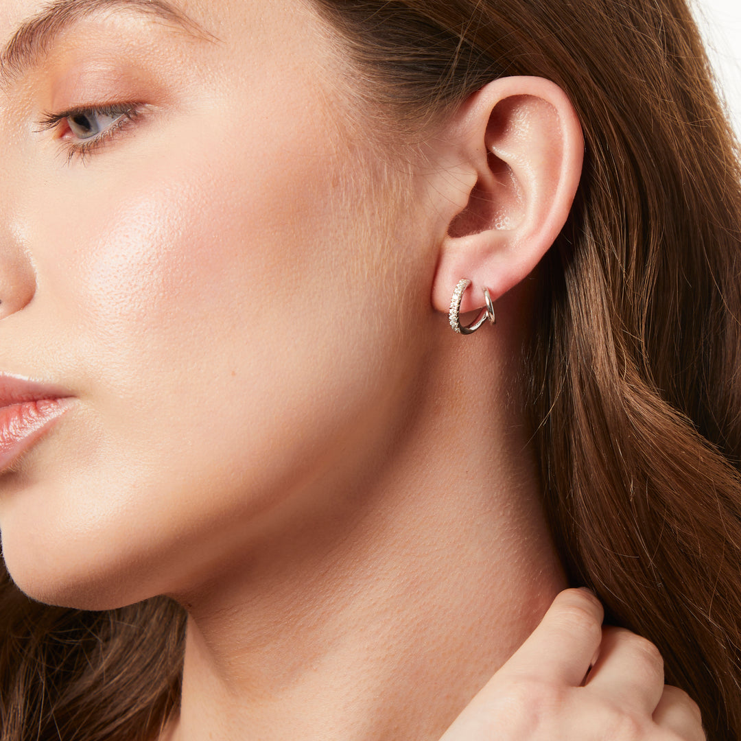 Sterling Silver Twisted Huggie  Earrings