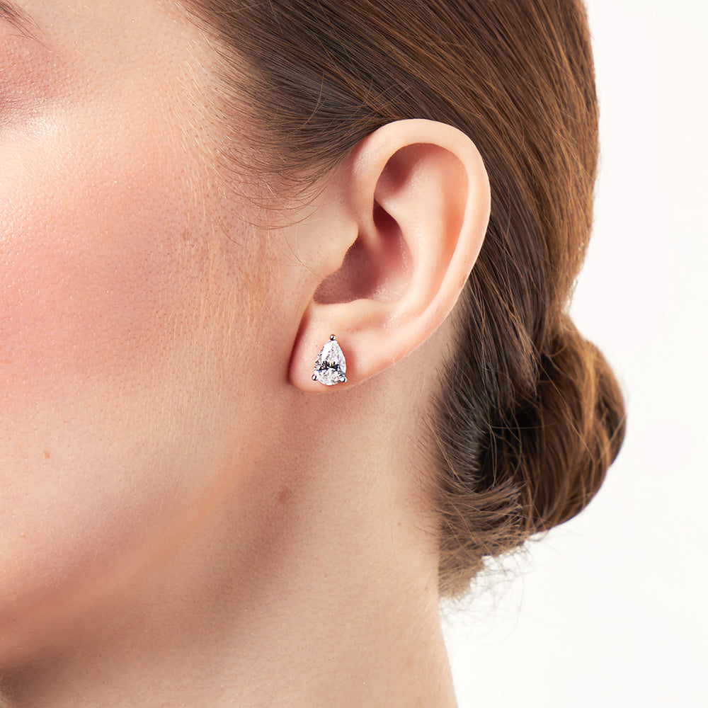 Sterling Silver Large Pear Shaped Cubic Zirconia Earrings-JOOLS by    
Jenny Brown