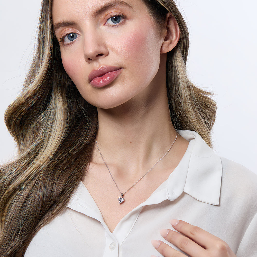 Sterling Silver Solitaire Heart Pendant - JOOLS By Jenny Brown