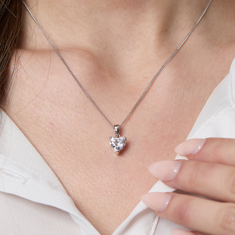 Sterling Silver Solitaire Heart Pendant - JOOLS By Jenny Brown