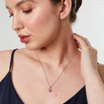 Load image into Gallery viewer, Sterling-Silver-Circle-Drop-Pendant-With-A-Round-Brilliant-Cut-Cubic-Zirconia
