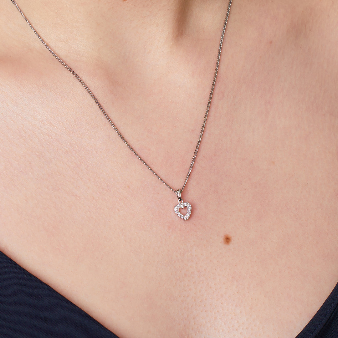 Sterling Silver Small Open Heart Pendant 