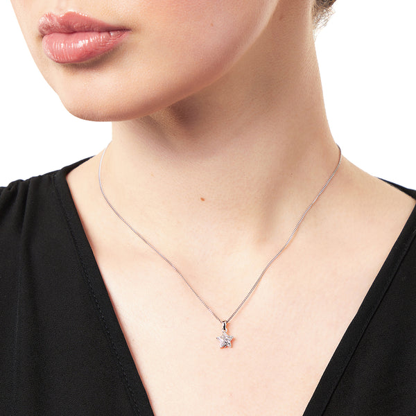 Sterling Silver Small Star Pave Set Cubic Zirconia  Pendant