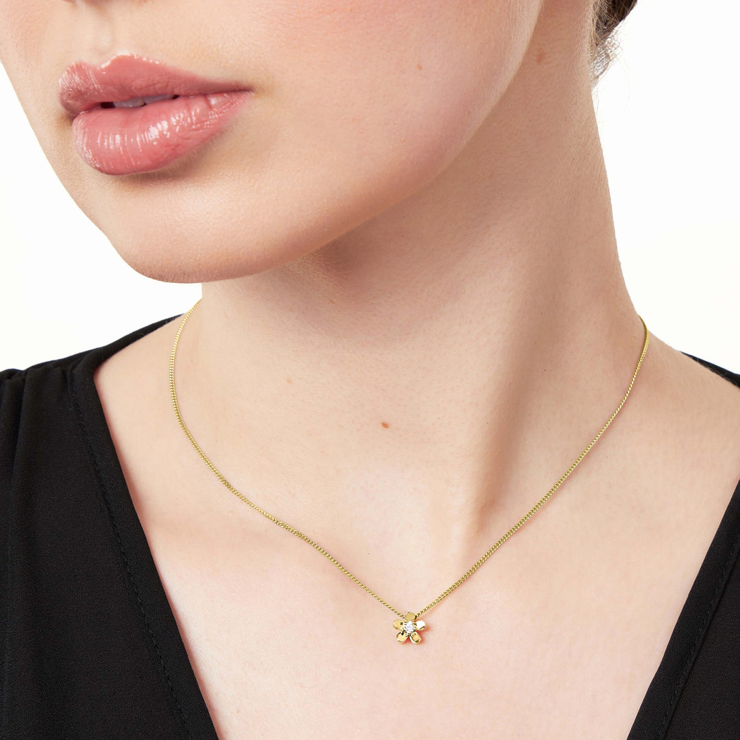 Yellow Gold Five Petal Flower Pendant