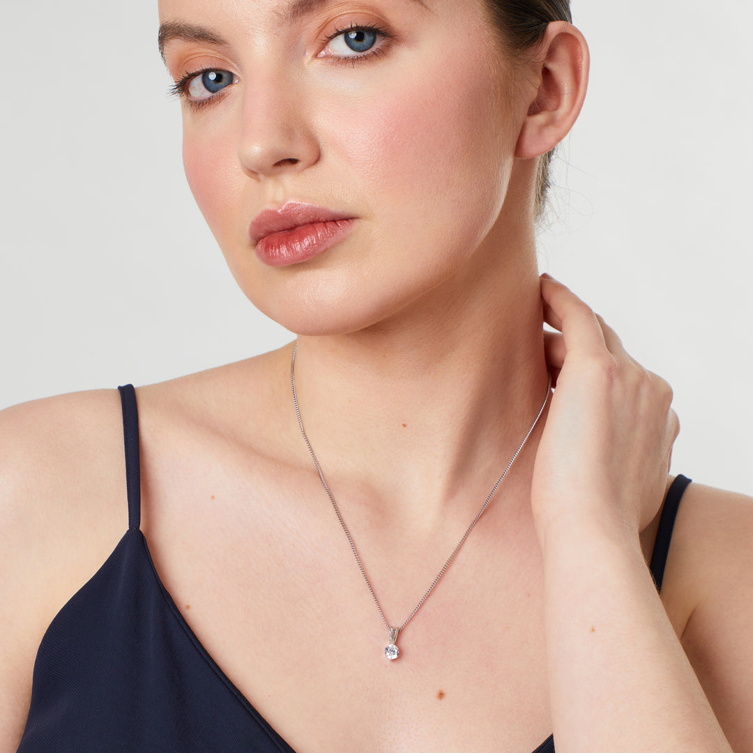 Sterling Silver Solitaire  2 Claw Pendant -JOOLS by Jenny Brown