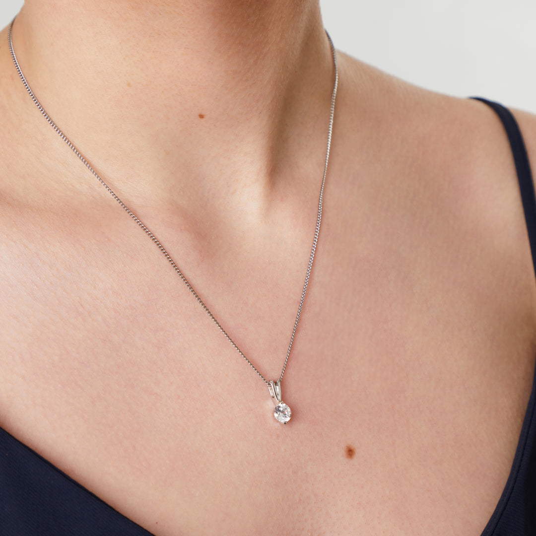 Sterling Silver Solitaire  2 Claw Pendant -JOOLS by Jenny Brown