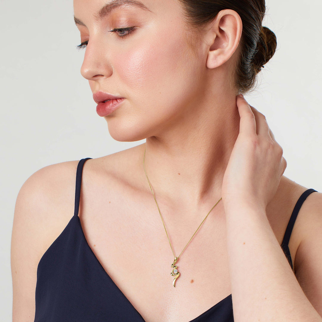 Yellow Gold Flash Style Pendant With Cubic Zirconia Centre- JOOLS by Jenny Brown