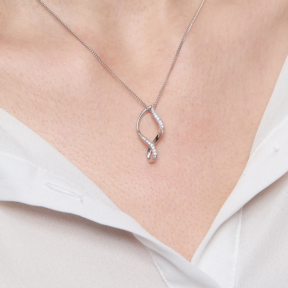 A sterling silver disc pendant set with cubic zirconia stones,-JOOLS by Jenny Brown
