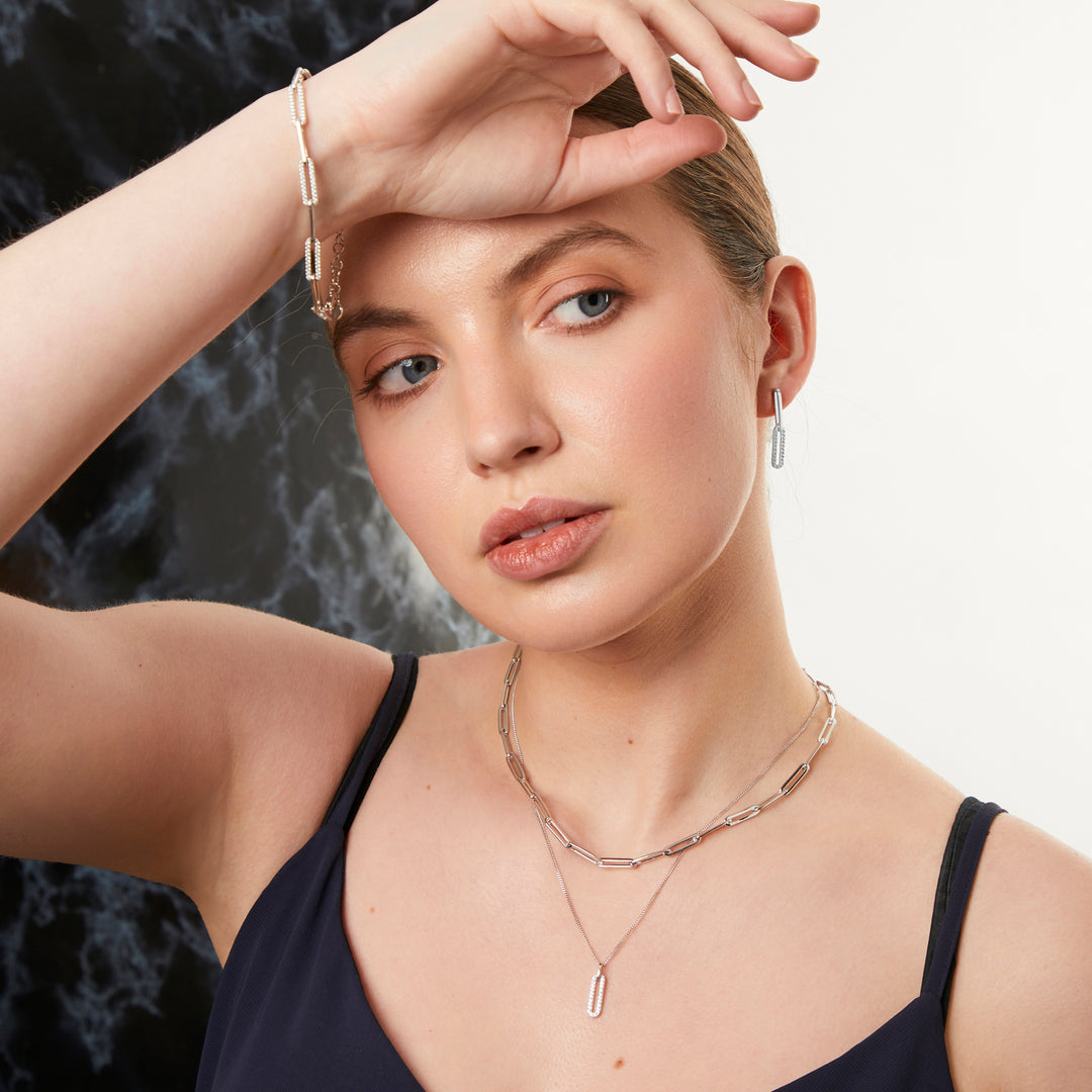 Sterling Silver Paperlink Drop Pendant