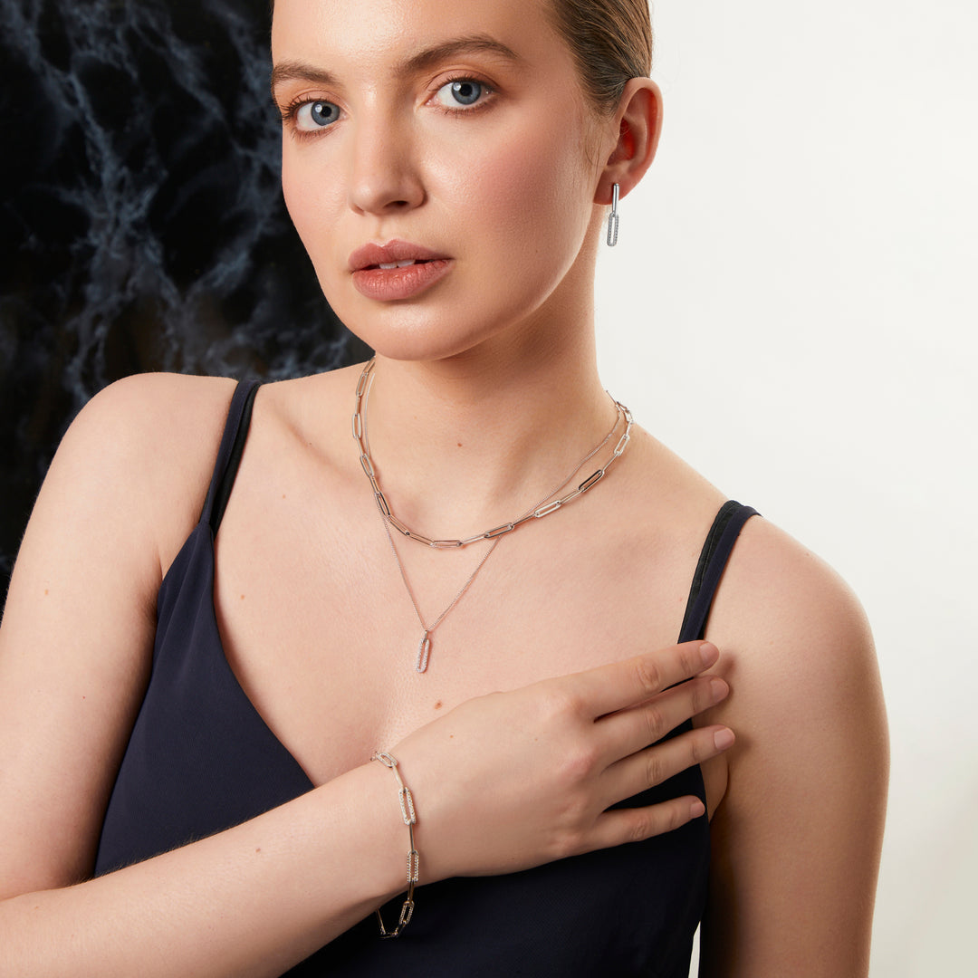 Sterling Silver Paperlink Drop Pendant