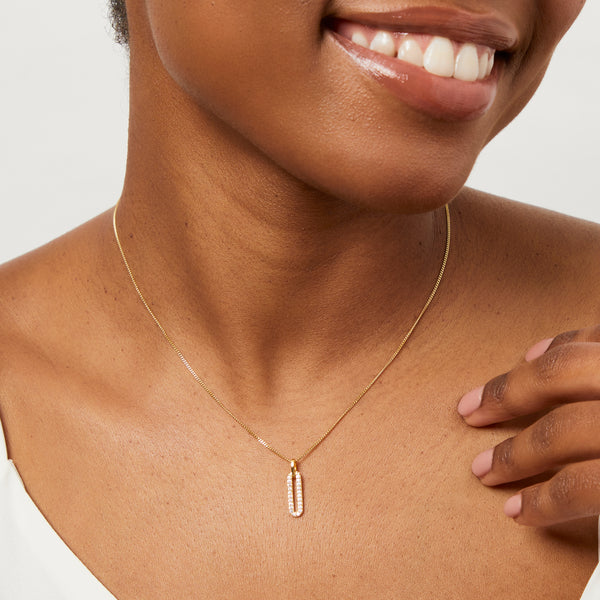 Yellow Gold Paperlink Drop Pendant