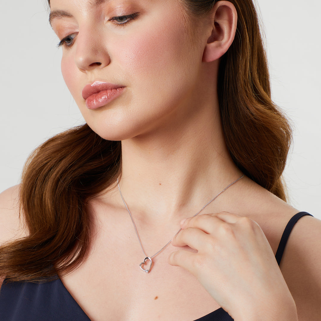 Sterling Silver Small Cubic Zirconia Tipped Heart PendantJOOLS by Jenny Brown