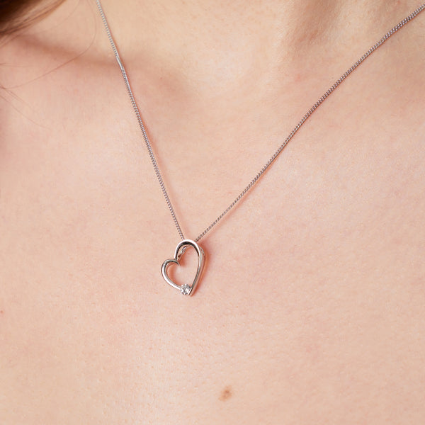 Sterling Silver Small Cubic Zirconia Tipped Heart PendantJOOLS by Jenny Brown