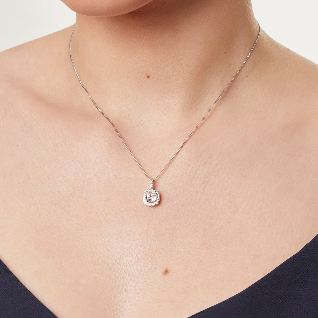 Sterling Silver Halo Style Square Pendant JOOLS by Jenny Brown
