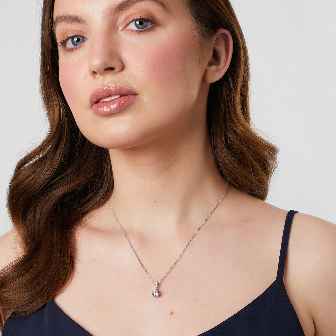 Sterling Silver Solitaire Pendant With Pave Set Bale JOOLS by Jenny Brown