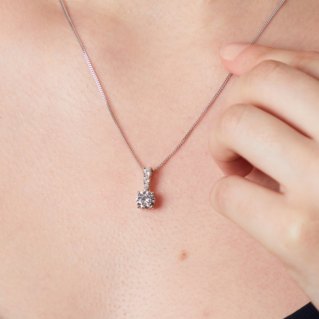 Sterling Silver Solitaire Pendant With Pave Set Bale JOOLS by Jenny Brown